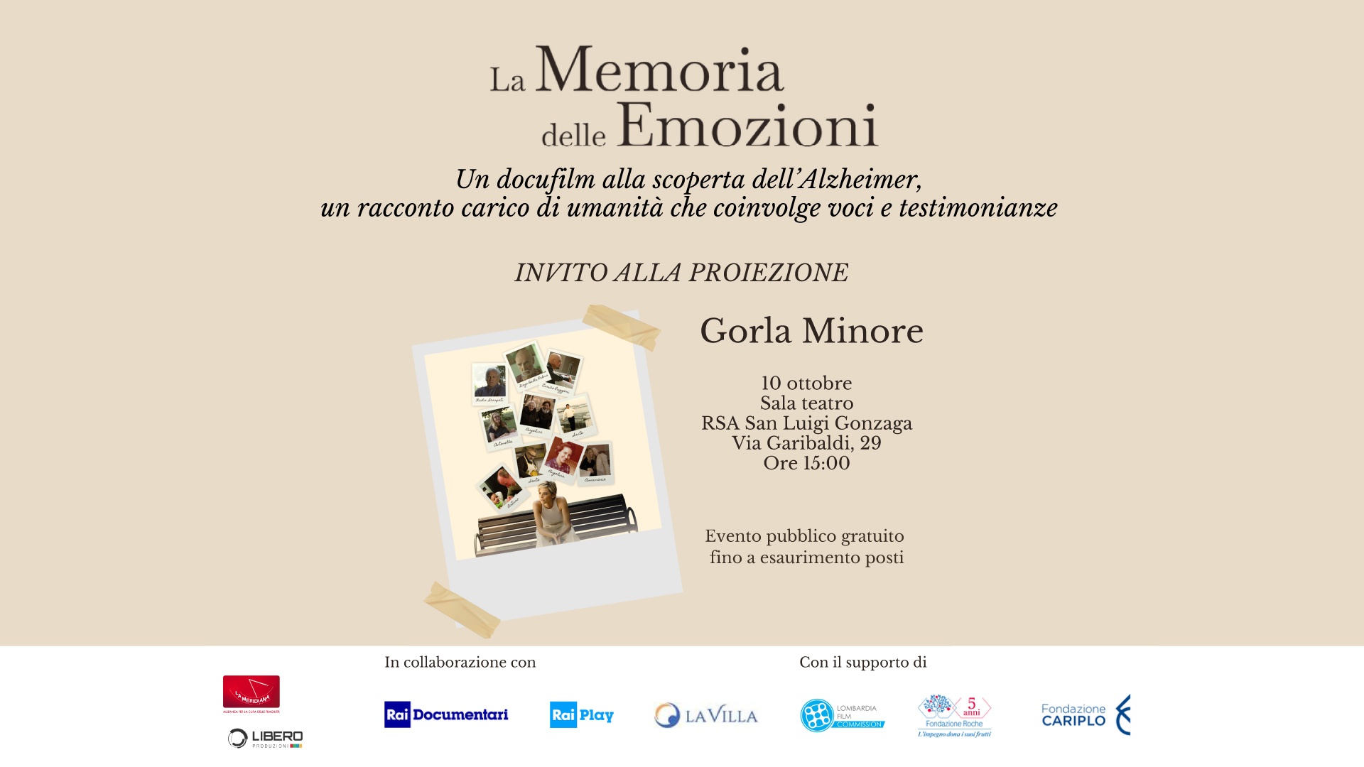 “La Memoria delle Emozioni”: il docufilm sull’Alzheimer arriva a Gorla Minore