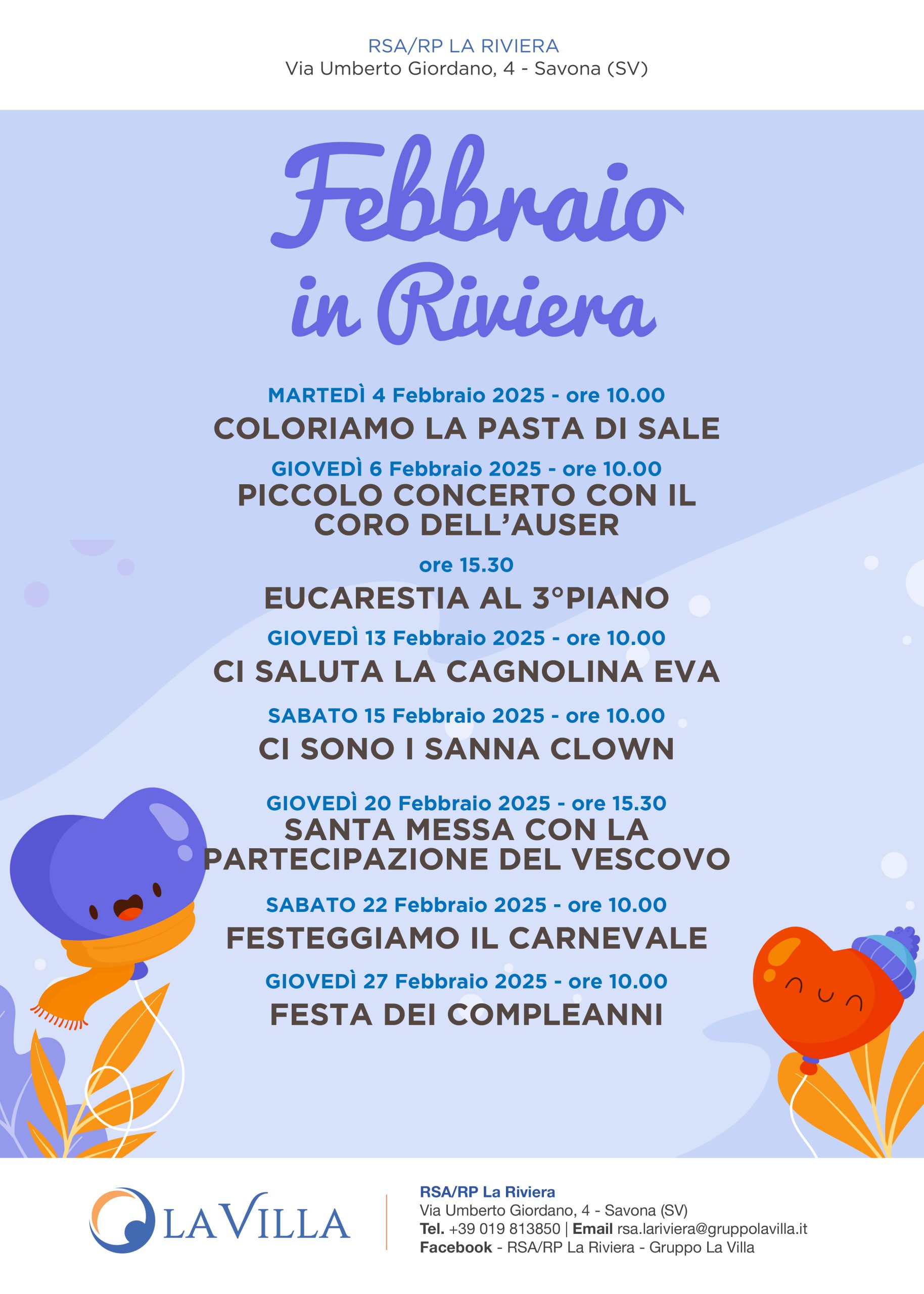 locandina eventi febbraio rsa la riviera savona